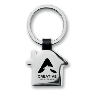 HOUSY Elegant House Shaped Metal Key Ring with Nickel Finish