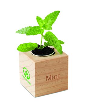 MENTA Houten Kruidenpot met Muntzaadjes