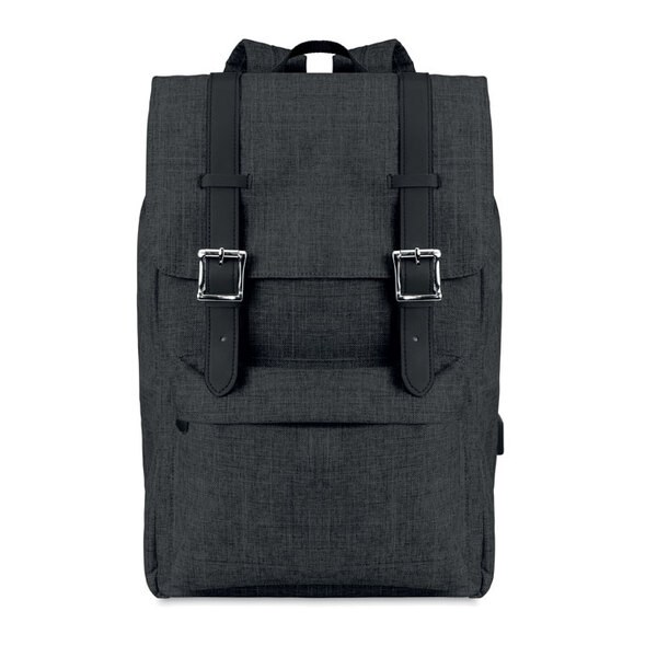 RIGA Stijlvolle Laptop Rugzak met USB Oplaadkabel - GiftRetail MO9439