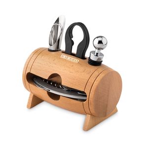 BOTA Rustic Wooden Barrel Wine Accessory Gift Set
