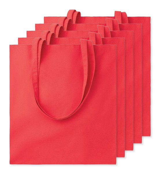 Pack of 5 GiftRetail MO9268 - COTTONEL COLOUR Eco-Friendly 140gsm Cotton Shopping Tote Bag