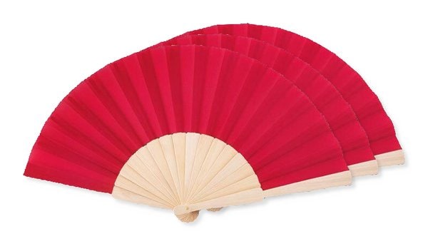 Pak van 3 GiftRetail MO9532 - FANNY WOOD Elegante Houten Handwaaier met Polyester Stof