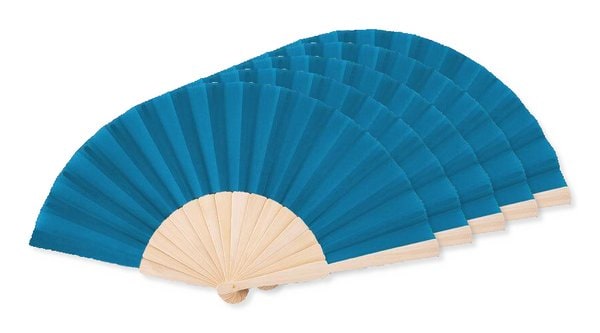 Pak van 5 GiftRetail MO9532 - FANNY WOOD Elegante Houten Handwaaier met Polyester Stof