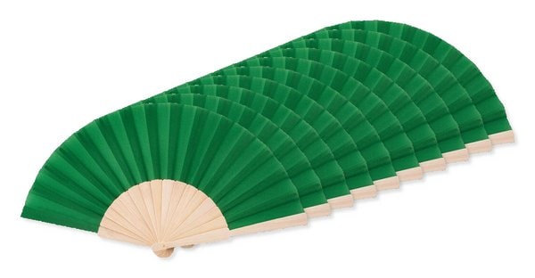 Pak van 10 GiftRetail MO9532 - FANNY WOOD Elegante Houten Handwaaier met Polyester Stof