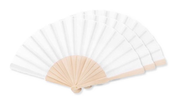 Pak van 30 GiftRetail MO9532 - FANNY WOOD Elegante Houten Handwaaier met Polyester Stof