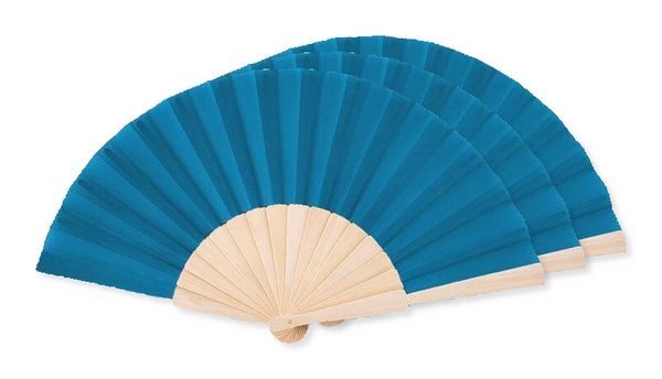 Pak van 30 GiftRetail MO9532 - FANNY WOOD Elegante Houten Handwaaier met Polyester Stof