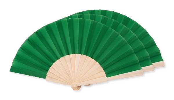 Pak van 30 GiftRetail MO9532 - FANNY WOOD Elegante Houten Handwaaier met Polyester Stof
