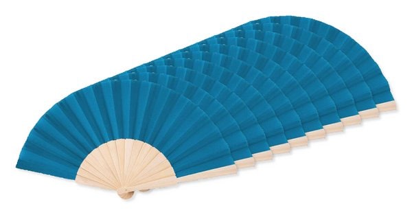 Pak van 100 GiftRetail MO9532 - FANNY WOOD Elegante Houten Handwaaier met Polyester Stof