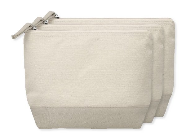 Pak van 3 GiftRetail MO9815 - KLEUREN 2-Kleurige katoenen toilettas