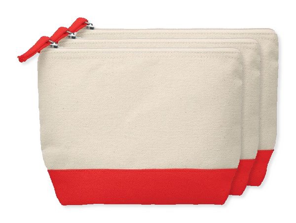 Pak van 3 GiftRetail MO9815 - KLEUREN 2-Kleurige katoenen toilettas