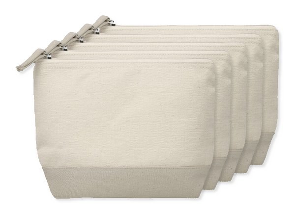 Pak van 5 GiftRetail MO9815 - KLEUREN 2-Kleurige katoenen toilettas