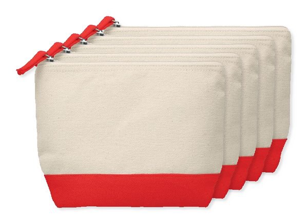 Pak van 5 GiftRetail MO9815 - KLEUREN 2-Kleurige katoenen toilettas