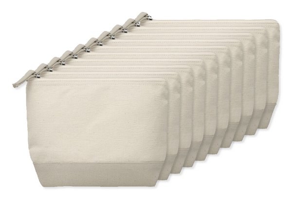 Pak van 10 GiftRetail MO9815 - KLEUREN 2-Kleurige katoenen toilettas