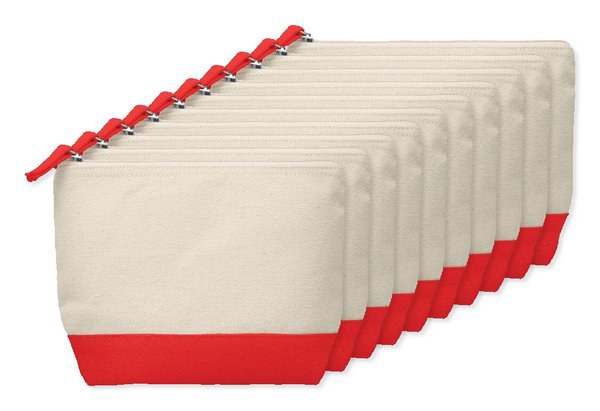 Pak van 10 GiftRetail MO9815 - KLEUREN 2-Kleurige katoenen toilettas