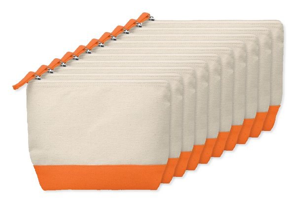 Pak van 10 GiftRetail MO9815 - KLEUREN 2-Kleurige katoenen toilettas