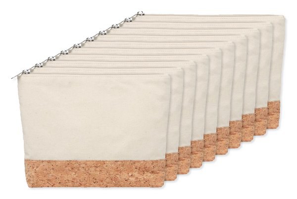 Pack of 10 GiftRetail MO9817 - PORTO BAG Eco-Friendly Cork & Cotton Cosmetic Travel Bag