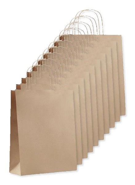 Pack of 10 GiftRetail MO6173 - PAPER TONE M Eco-Friendly Medium Recycled Gift Bag 90gsm