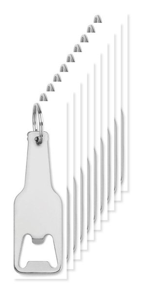 Pak van 10 GiftRetail MO9247 - BOTELIA Aluminium sleutelhanger fles