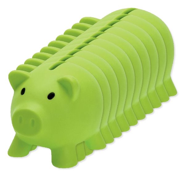 Pak van 10 GiftRetail MO8132 - SOFTCO Spaarvarken in PVC met dop in ABS aan de onderkant