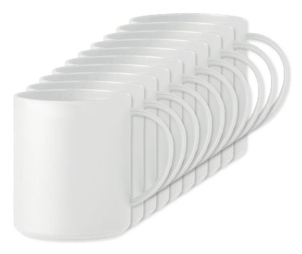 Pack of 10 GiftRetail MO6256 - MONDAY Eco-Friendly 300ml Reusable Plastic Mug