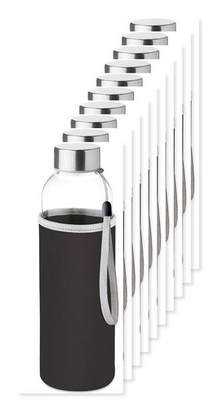 Pak van 10 GiftRetail MO9358 - UTAH GLASS Gezonde Hydratatie Glazen Fles 500ml