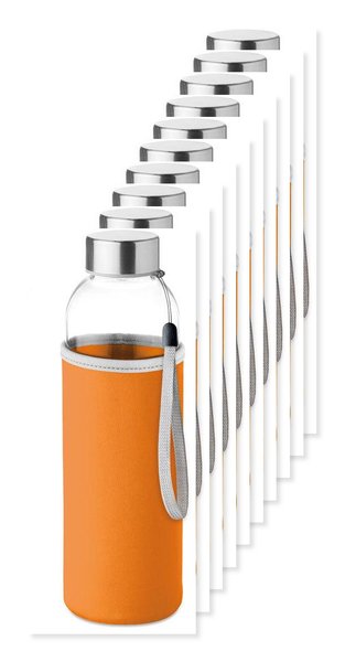 Pak van 10 GiftRetail MO9358 - UTAH GLASS Gezonde Hydratatie Glazen Fles 500ml