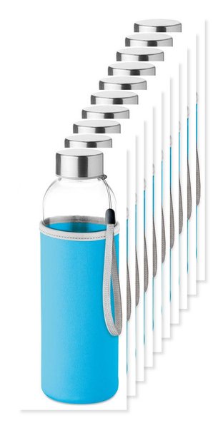 Pak van 10 GiftRetail MO9358 - UTAH GLASS Gezonde Hydratatie Glazen Fles 500ml