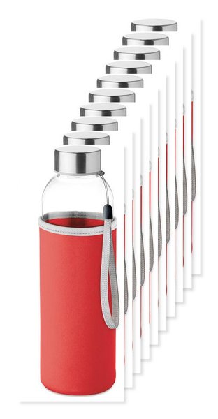 Pak van 100 GiftRetail MO9358 - UTAH GLASS Gezonde Hydratatie Glazen Fles 500ml