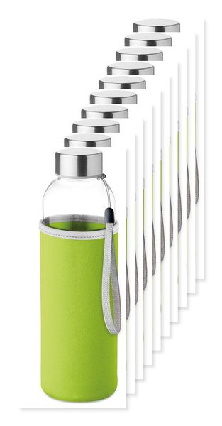 Pak van 100 GiftRetail MO9358 - UTAH GLASS Gezonde Hydratatie Glazen Fles 500ml