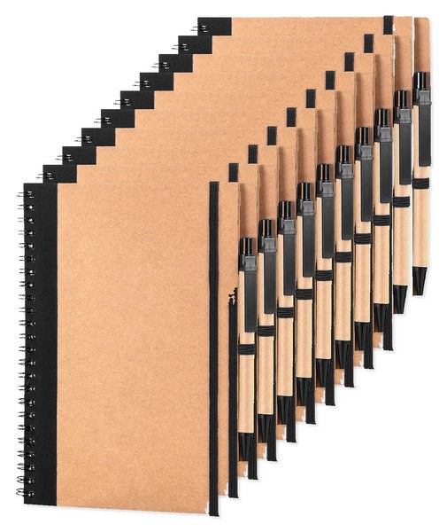 Pak van 10 Goya 30108 - A5 Kartonnen Ringband Notitieboek met Pen RECIKLA