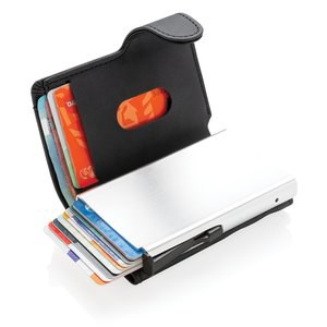 XD Collection P850.34 - Standaard aluminium RFID kaarthouder met PU portemonnee