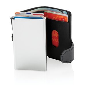 XD Collection P850.34 - Standaard aluminium RFID kaarthouder met PU portemonnee