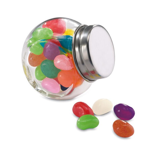BEANDY Glazen pot gevuld met snoepjes - GiftRetail KC7103