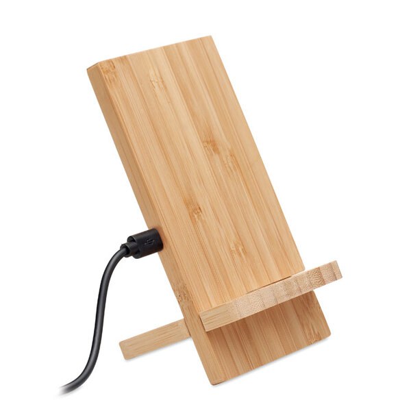WHIPPY PLUS Eco-Friendly Bamboo Dual Coil Wireless Charger Stand - GiftRetail MO6277