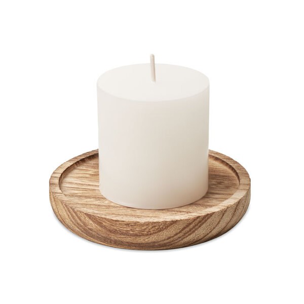 PENTAS Kaars met ronde houten basis - GiftRetail MO6282