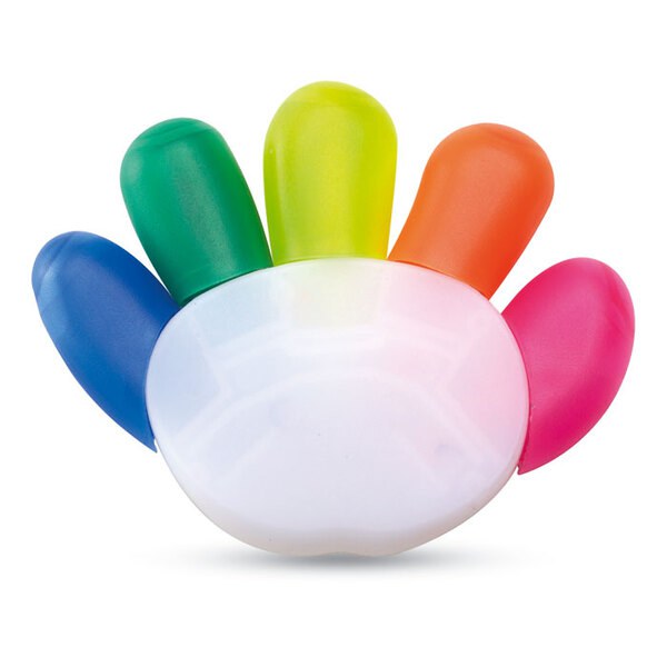 COLORE Hand-Shaped 5-Color Highlighter with Large Print Area - GiftRetail MO7448