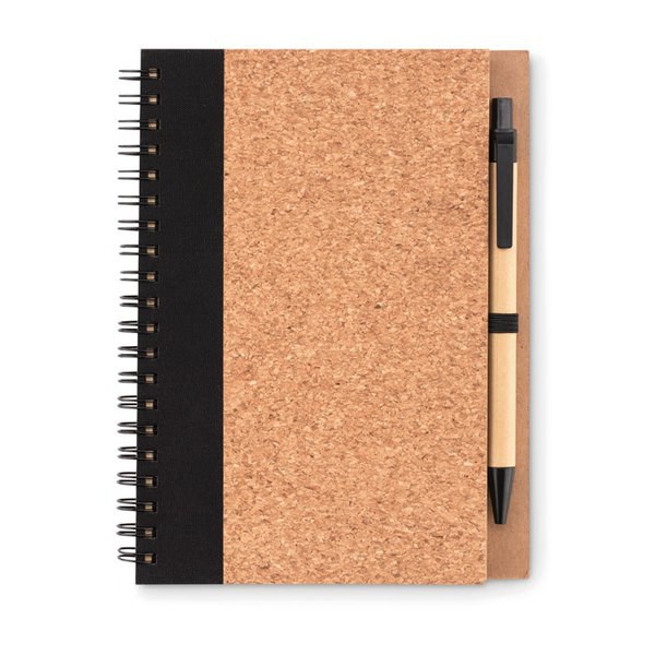 SONORA PLUSCORK Kurk notitieboek met pen - GiftRetail MO9859