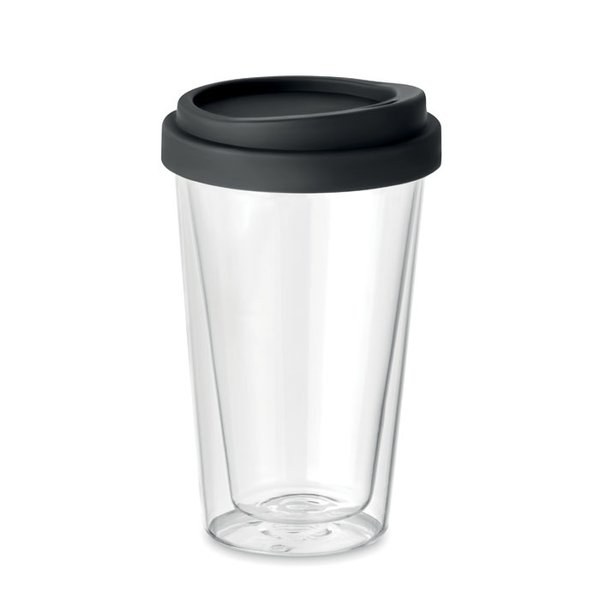 BIELO TUMBLER Dubbelwandig glas met deksel - GiftRetail MO9927