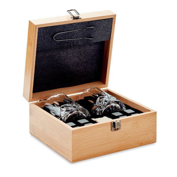 INVERNESS Luxe whiskey set in bamboe box - GiftRetail MO9941