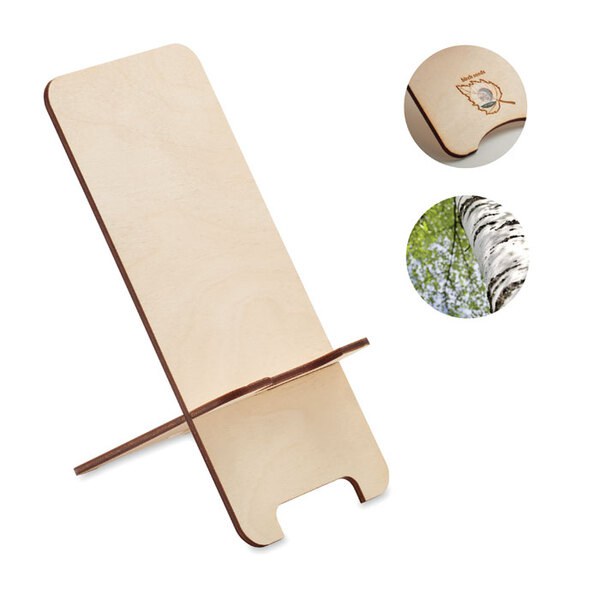 GROUW STAND Berkenhouten telefoonhouder - GiftRetail MO6690