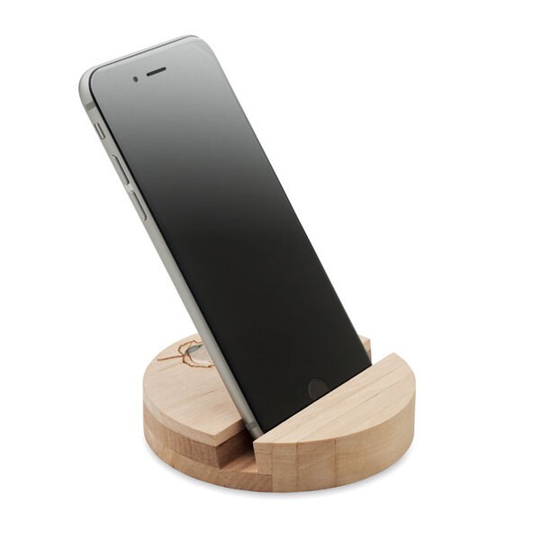 GROW ROUND STAND Berkenhouten telefoonhouder - GiftRetail MO6691