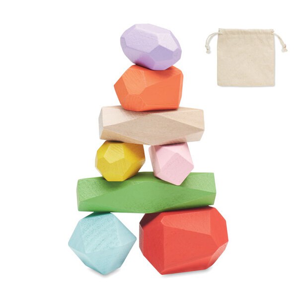 DOLMEN 8 stapelbare houten stenen - GiftRetail MO6710