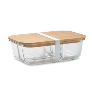 TUNDRA 3 Glazen lunchbox bamboe deksel - GiftRetail MO6973