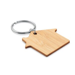HOUSEBOO Huisvorm bamboe sleutelhanger - GiftRetail MO6979