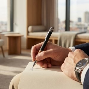 VERIA Elegant Aluminium Pen with Cork Grip and Blue Ink - GiftRetail MO2158