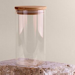 Goya 50644 - Borosilicaat Glazen Pot met Bamboe Deksel 650ml PRASE