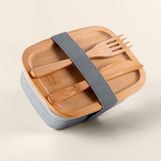 Goya 52038 - Stainless Steel Lunchbox with Bamboo Lid PEACH