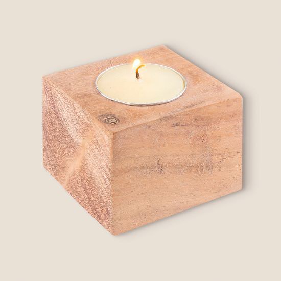 Goya 52551 - Kaarsenhouder van Acaciahout met Kaars 10gr SAMAY