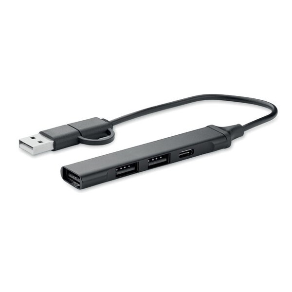 CURRENT USB 4-poorts hub 19 cm - GiftRetail MO2294