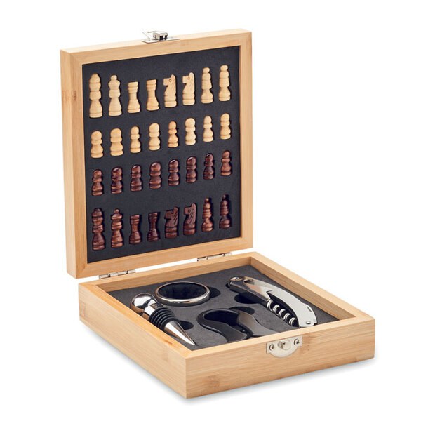 CHESSET Schaakbord wijn set - GiftRetail MO2393